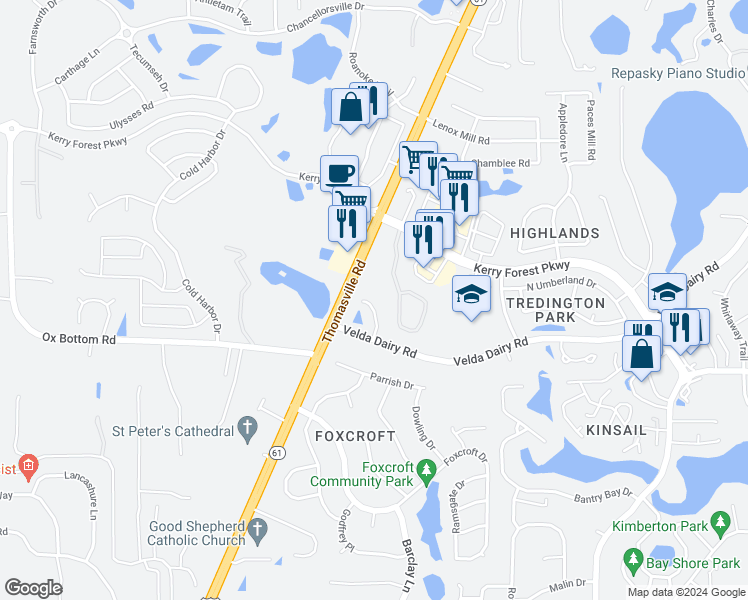 map of restaurants, bars, coffee shops, grocery stores, and more near 5071 Mint Court in Tallahassee