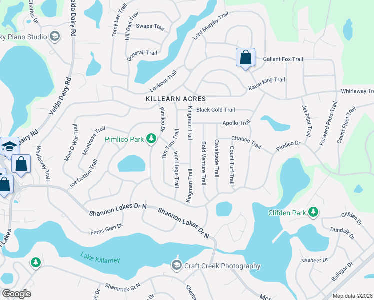 map of restaurants, bars, coffee shops, grocery stores, and more near 6541 Iron Liege Trail in Tallahassee