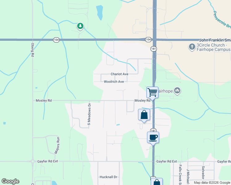map of restaurants, bars, coffee shops, grocery stores, and more near 9735 Mosley Road in Fairhope