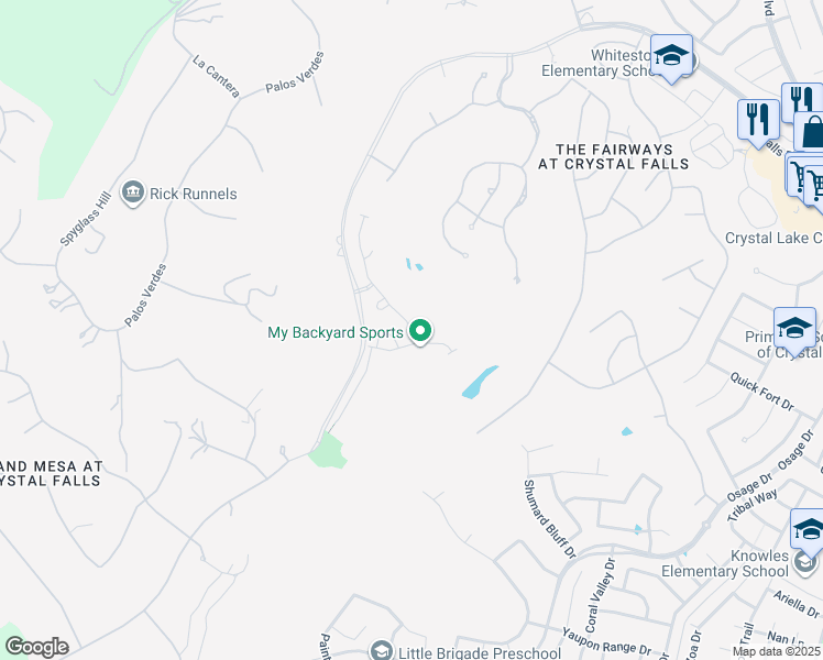 map of restaurants, bars, coffee shops, grocery stores, and more near 2016 Mazarro Drive in Leander