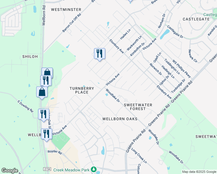 map of restaurants, bars, coffee shops, grocery stores, and more near 2714 Scatterby Cove in College Station
