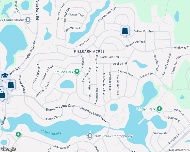 map of restaurants, bars, coffee shops, grocery stores, and more near 6707 Tim Tam Trail in Tallahassee