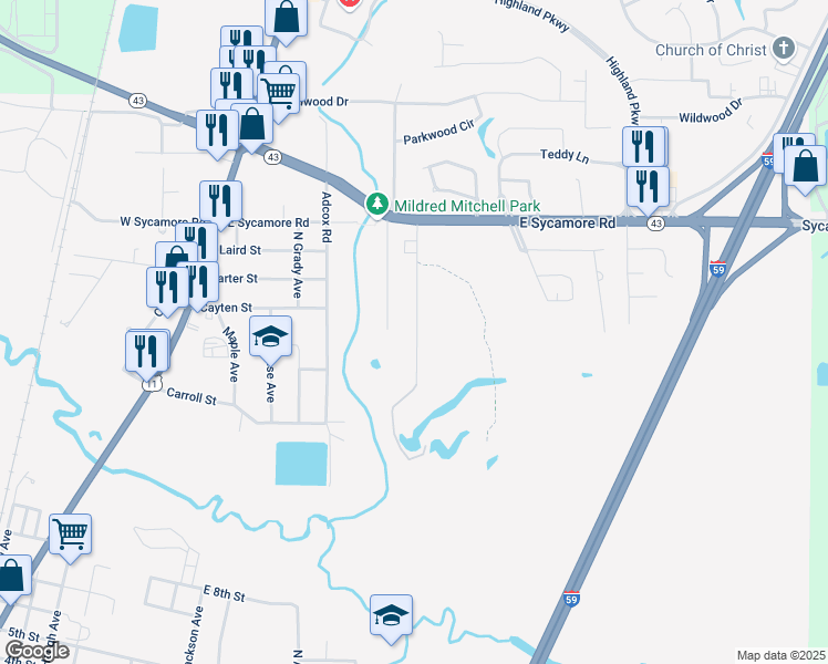 map of restaurants, bars, coffee shops, grocery stores, and more near 1500-1998 Read Road in Picayune