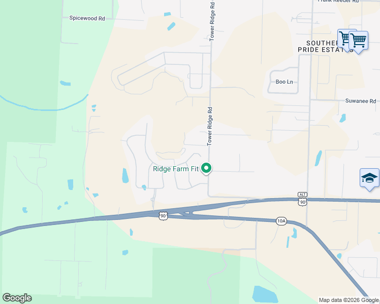 map of restaurants, bars, coffee shops, grocery stores, and more near 7954 Stream Ridge Road in Pensacola