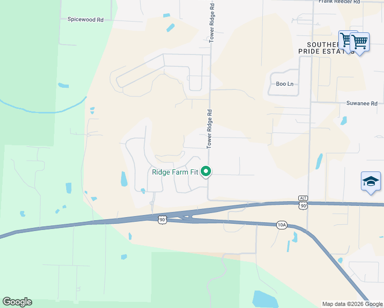 map of restaurants, bars, coffee shops, grocery stores, and more near 7954 Stream Ridge Road in Pensacola