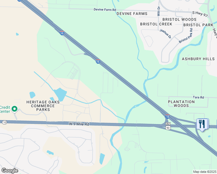 map of restaurants, bars, coffee shops, grocery stores, and more near 9669 Nature Creek Boulevard in Pensacola