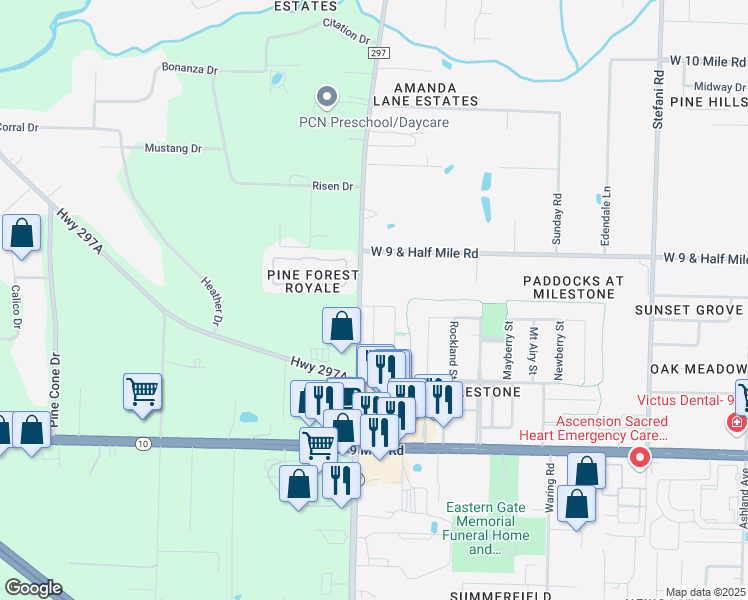 map of restaurants, bars, coffee shops, grocery stores, and more near 1368 Jasper Street in Ensley
