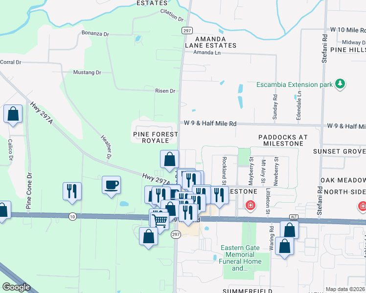 map of restaurants, bars, coffee shops, grocery stores, and more near 1374 Jasper Street in Ensley