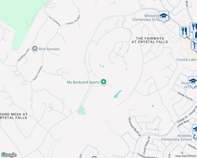 map of restaurants, bars, coffee shops, grocery stores, and more near 2016 Mazarro Drive in Leander