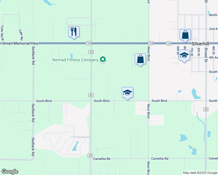 map of restaurants, bars, coffee shops, grocery stores, and more near 21 Trade Winds Court in Silverhill