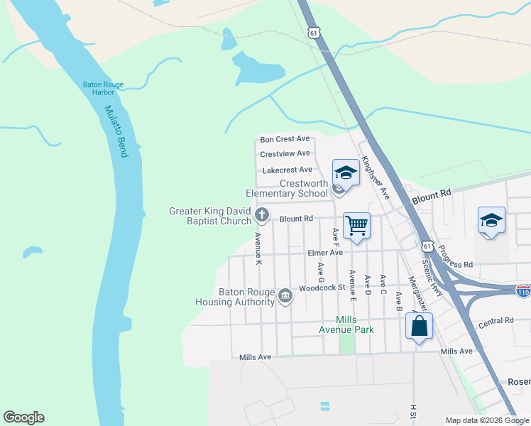 map of restaurants, bars, coffee shops, grocery stores, and more near 205 Blount Road in Baton Rouge