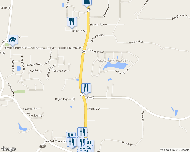 map of restaurants, bars, coffee shops, grocery stores, and more near 7976 Conrad Avenue in Denham Springs