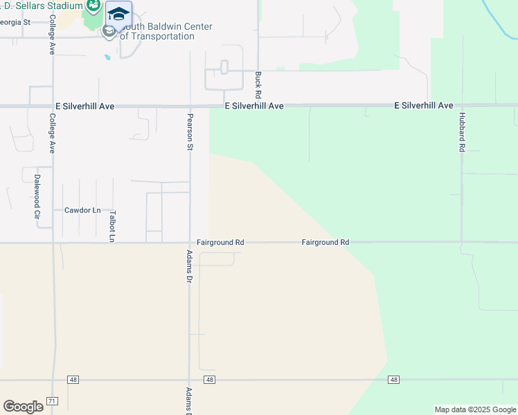map of restaurants, bars, coffee shops, grocery stores, and more near 21706 County Road 50 in Robertsdale