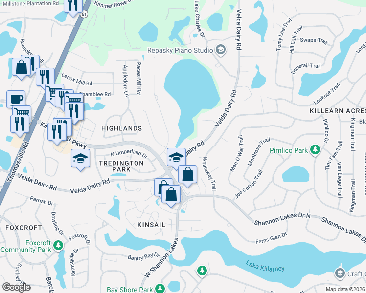 map of restaurants, bars, coffee shops, grocery stores, and more near 2900 Whiskery Court in Tallahassee