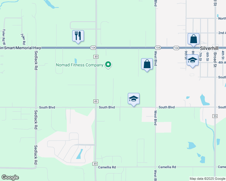 map of restaurants, bars, coffee shops, grocery stores, and more near 21 Trade Winds Court in Silverhill