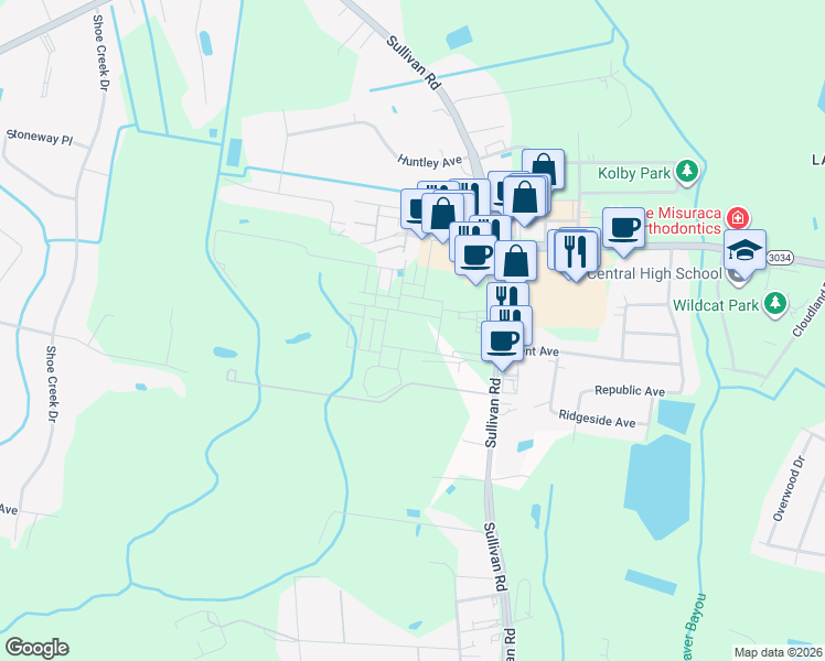 map of restaurants, bars, coffee shops, grocery stores, and more near in Central