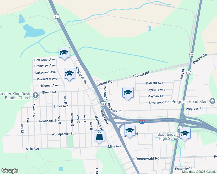 map of restaurants, bars, coffee shops, grocery stores, and more near 10464 Canada Street in Baton Rouge