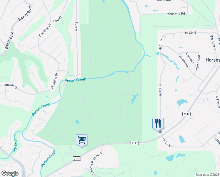 map of restaurants, bars, coffee shops, grocery stores, and more near 131 La Lucita in Horseshoe Bay