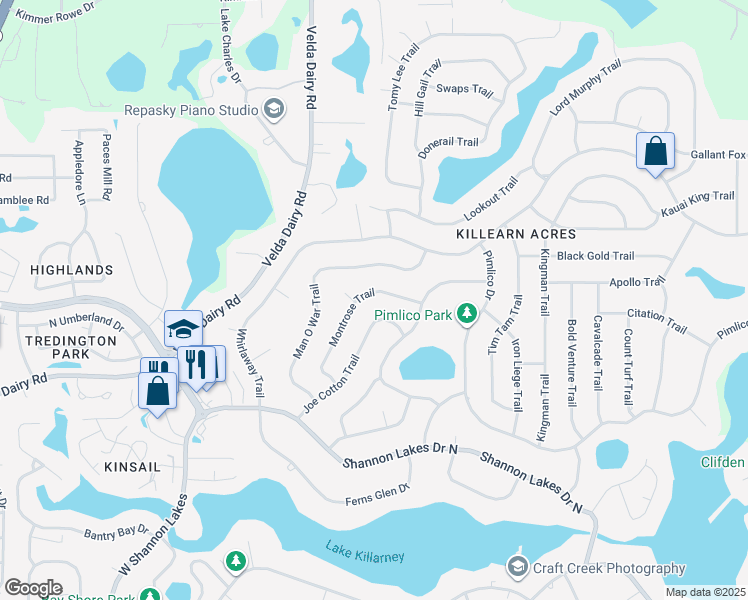 map of restaurants, bars, coffee shops, grocery stores, and more near 6484 Joe Cotton Trail in Tallahassee