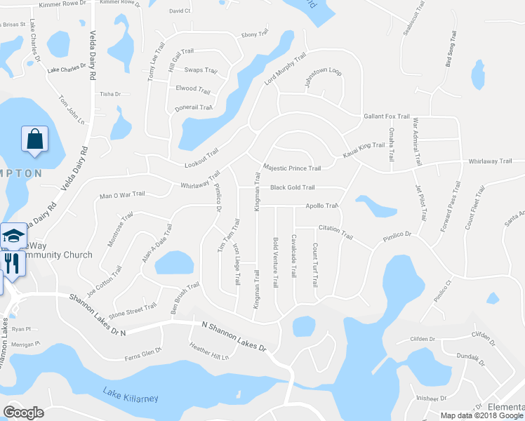 map of restaurants, bars, coffee shops, grocery stores, and more near 6539 Kingman Trail in Tallahassee