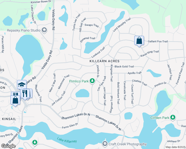 map of restaurants, bars, coffee shops, grocery stores, and more near 6742 Alan-A-Dale Trail in Tallahassee