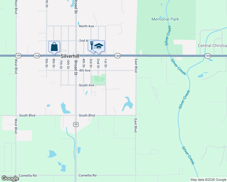 map of restaurants, bars, coffee shops, grocery stores, and more near 21726 1st Street in Silverhill