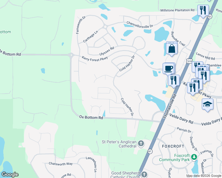 map of restaurants, bars, coffee shops, grocery stores, and more near Holly Fern Trace in Tallahassee