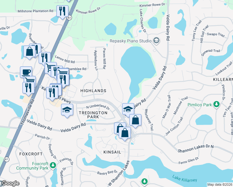 map of restaurants, bars, coffee shops, grocery stores, and more near 5359 Carisbrooke Lane in Tallahassee
