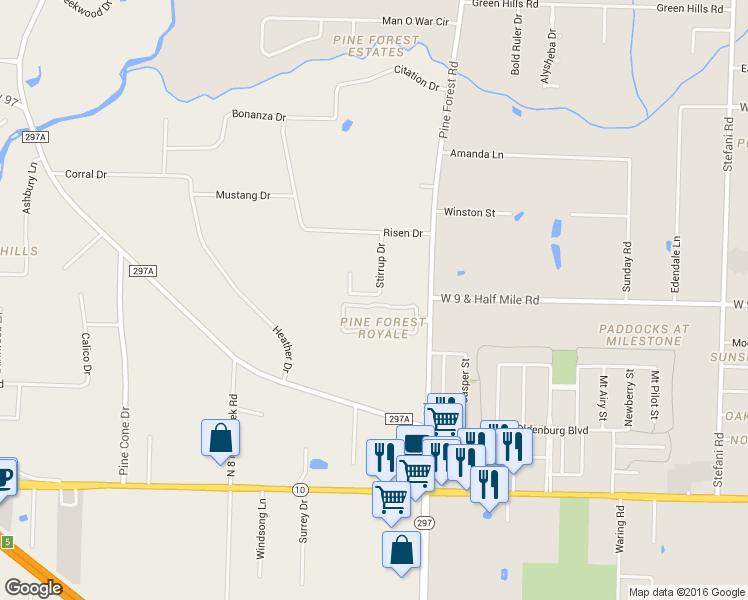 map of restaurants, bars, coffee shops, grocery stores, and more near 2300 Trailwood Dr in Cantonment