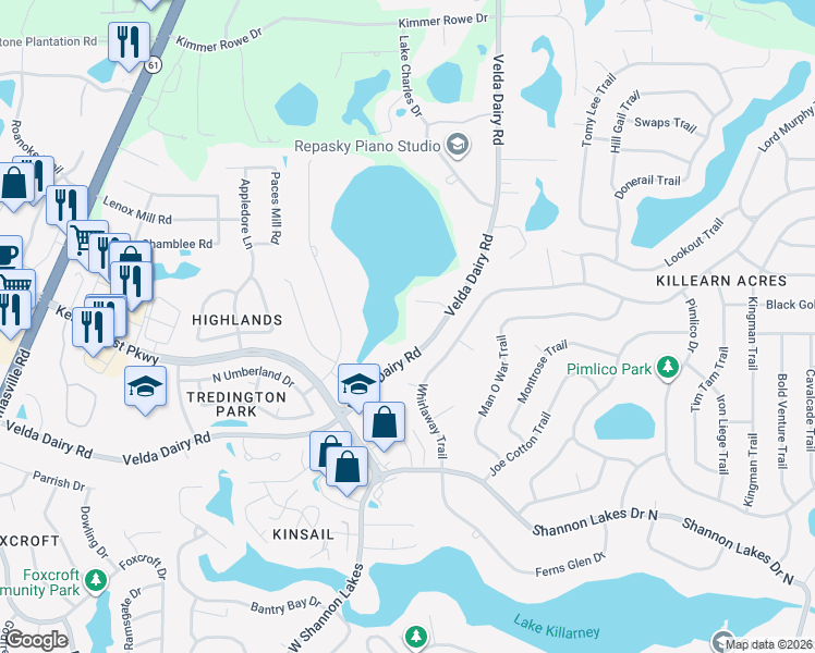 map of restaurants, bars, coffee shops, grocery stores, and more near 3915 Wood Green Way in Tallahassee