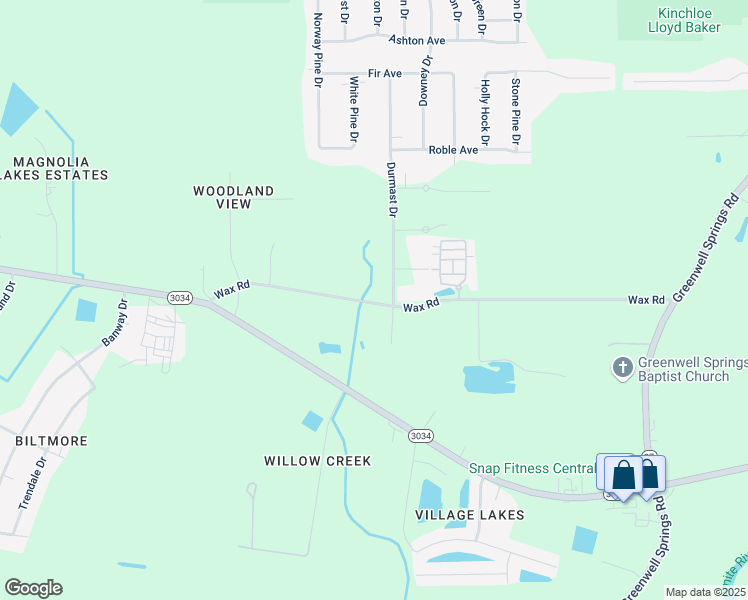 map of restaurants, bars, coffee shops, grocery stores, and more near 16988 Wax Road in Central