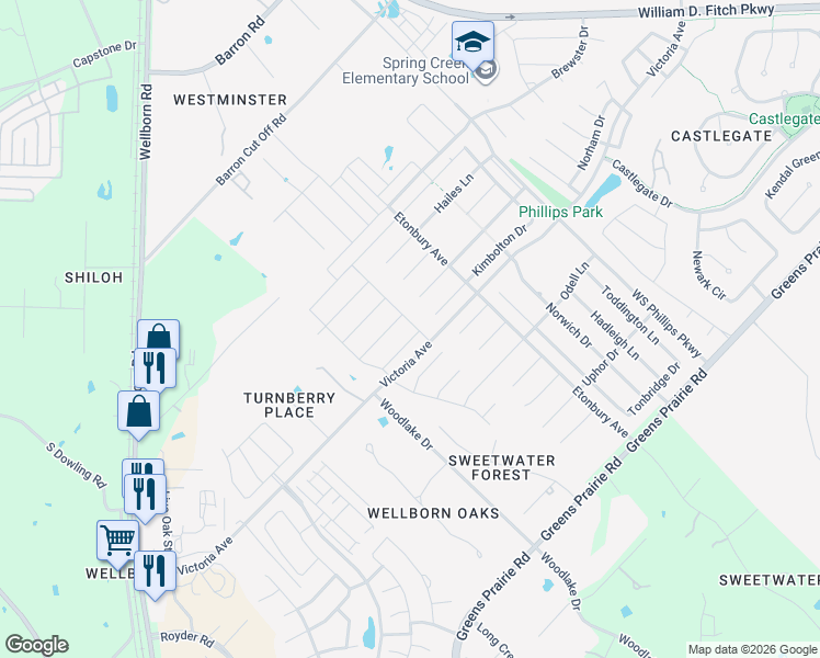 map of restaurants, bars, coffee shops, grocery stores, and more near 2700 Lakewell Lane in College Station