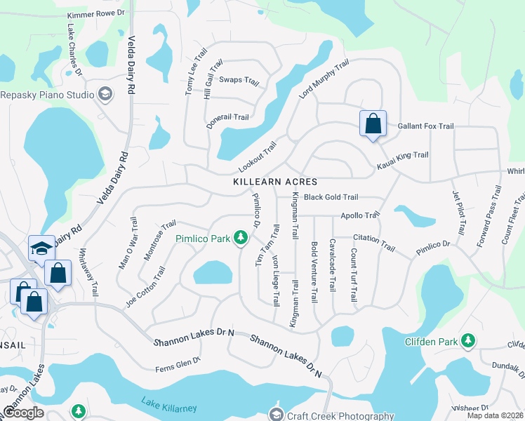 map of restaurants, bars, coffee shops, grocery stores, and more near 4678 Pimlico Drive in Tallahassee