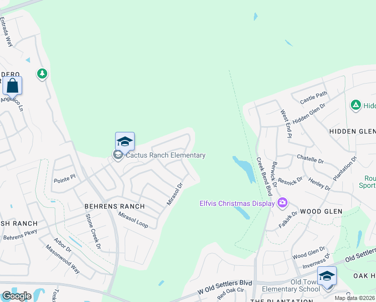 map of restaurants, bars, coffee shops, grocery stores, and more near 2933 Desert Candle Drive in Round Rock