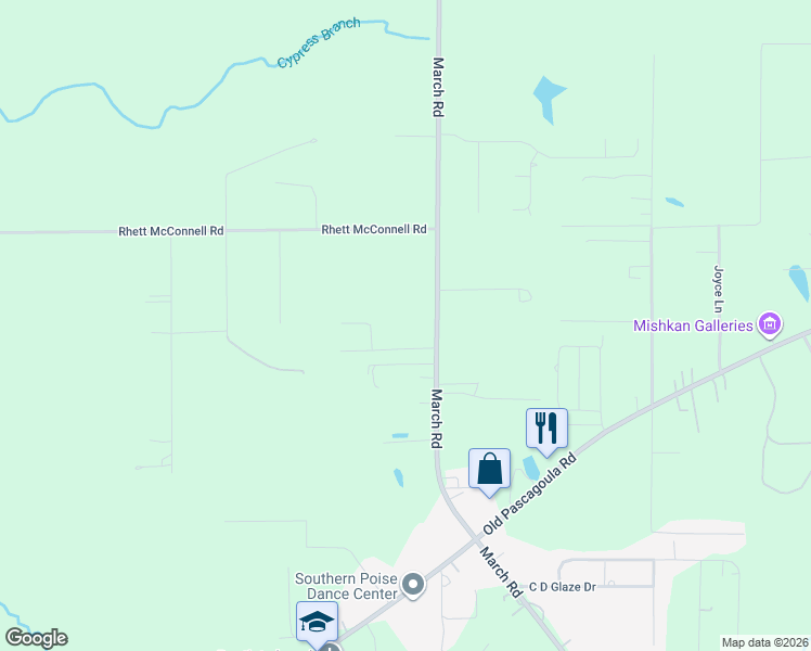 map of restaurants, bars, coffee shops, grocery stores, and more near 10290 Deer Ridge Lane in Theodore