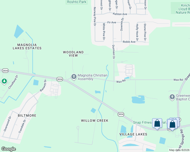 map of restaurants, bars, coffee shops, grocery stores, and more near 16782 Wax Road in Central