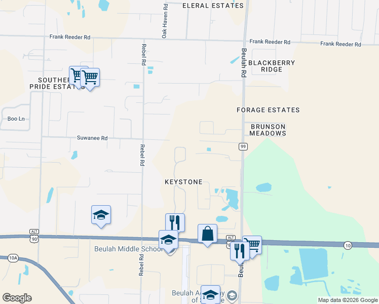 map of restaurants, bars, coffee shops, grocery stores, and more near 5913 Arch Avenue in Pensacola