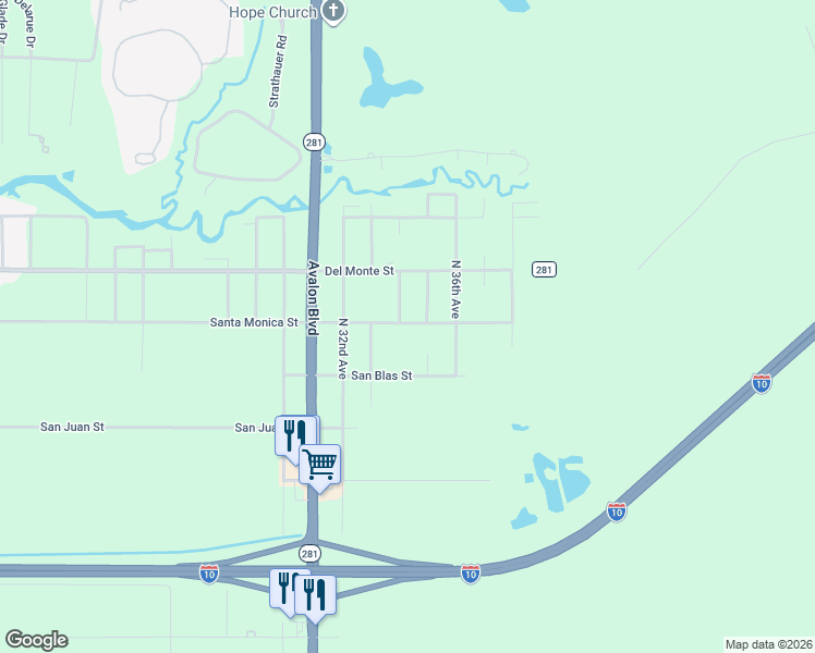 map of restaurants, bars, coffee shops, grocery stores, and more near 2997 North 34th Avenue in Milton