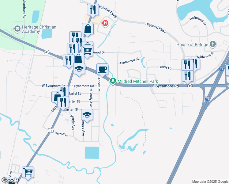 map of restaurants, bars, coffee shops, grocery stores, and more near 1906 Daniels Road in Picayune