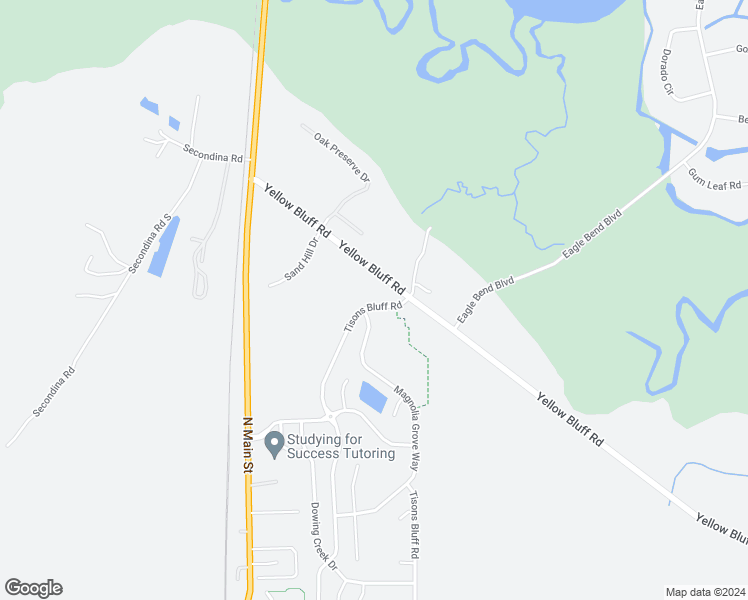 map of restaurants, bars, coffee shops, grocery stores, and more near 16498 Tison Bluff Road in Jacksonville