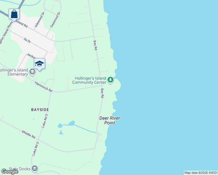 map of restaurants, bars, coffee shops, grocery stores, and more near 7109-7123 Bay Road in Mobile