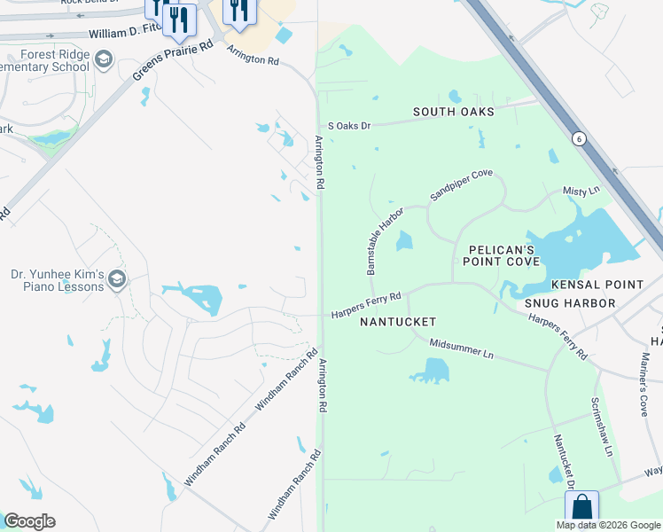 map of restaurants, bars, coffee shops, grocery stores, and more near 1879 Arrington Road in College Station