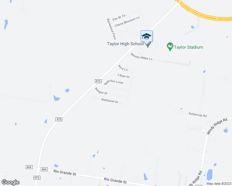 map of restaurants, bars, coffee shops, grocery stores, and more near 217 Reagor Drive in Taylor