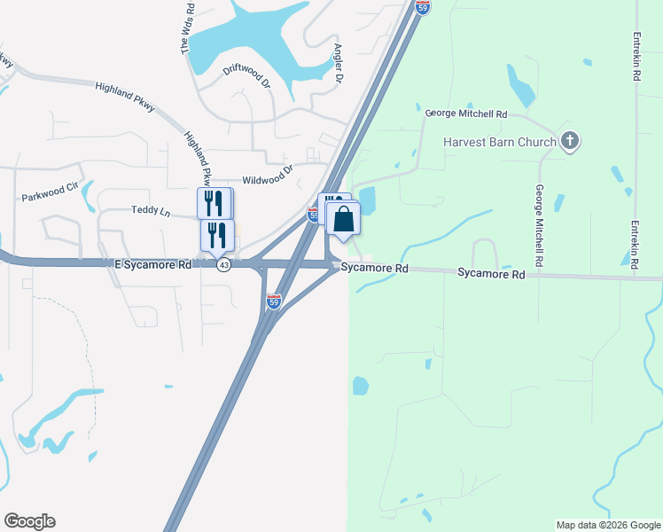 map of restaurants, bars, coffee shops, grocery stores, and more near Highway 43 in Picayune