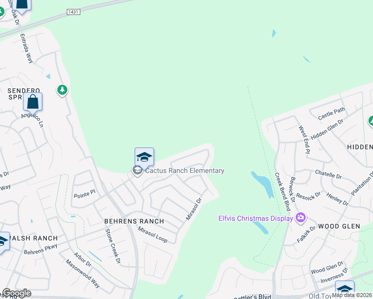map of restaurants, bars, coffee shops, grocery stores, and more near 3057 Portulaca Drive in Round Rock