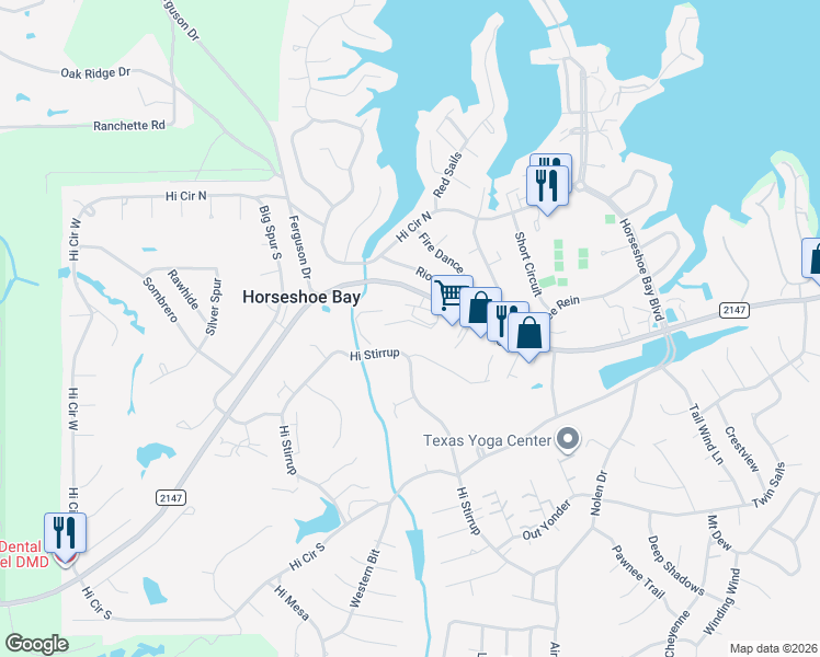 map of restaurants, bars, coffee shops, grocery stores, and more near 112 Cardinal Road in Horseshoe Bay
