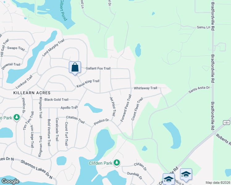 map of restaurants, bars, coffee shops, grocery stores, and more near 6441 Jet Pilot Trail in Tallahassee