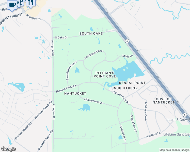 map of restaurants, bars, coffee shops, grocery stores, and more near 4597 Sandpiper Cove in College Station
