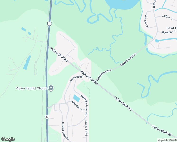 map of restaurants, bars, coffee shops, grocery stores, and more near 16567 Yellow Bluff Road in Jacksonville