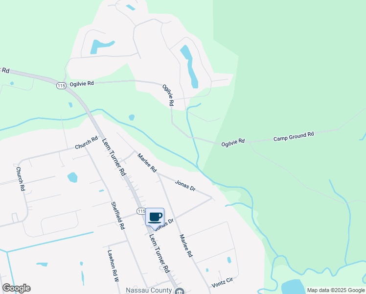 map of restaurants, bars, coffee shops, grocery stores, and more near 54814 Ogilvie Road in Callahan
